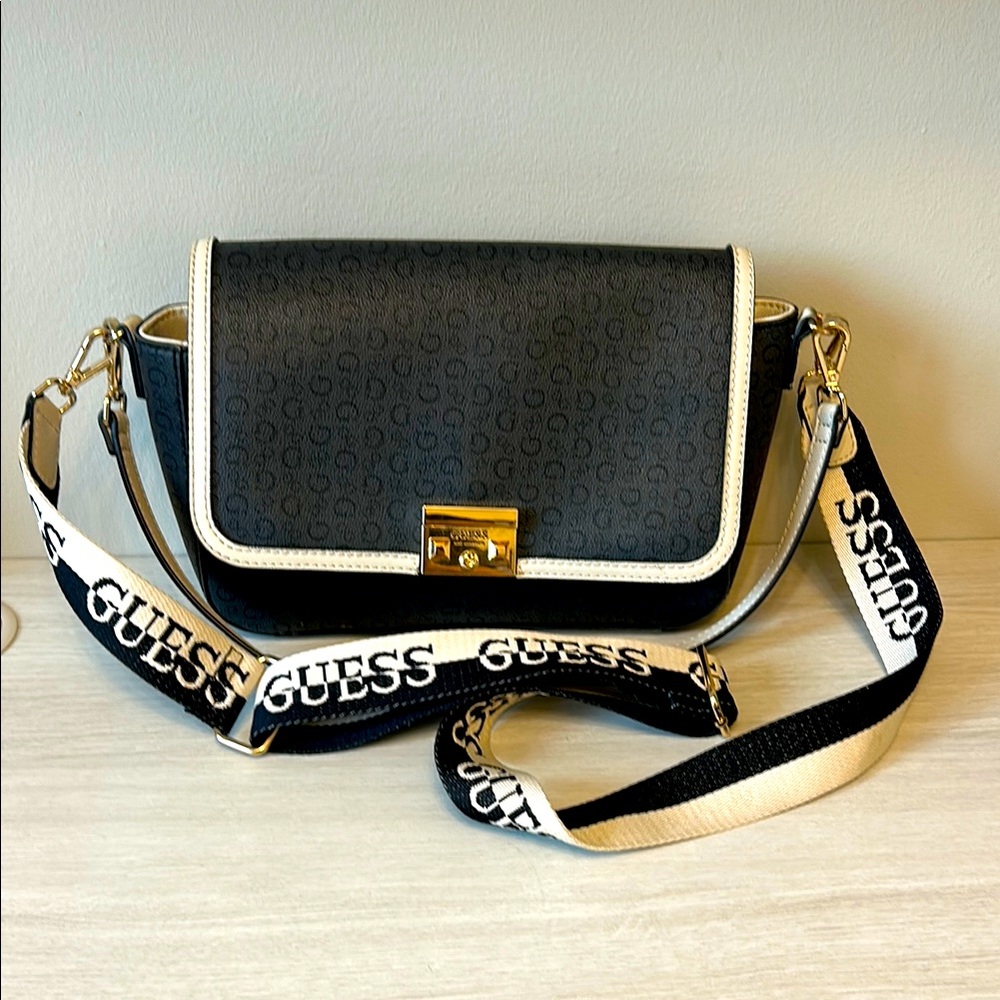 Guess GRAY  and Gold Crossbody Bag with Adjustable Strap REMOVABLE TOO